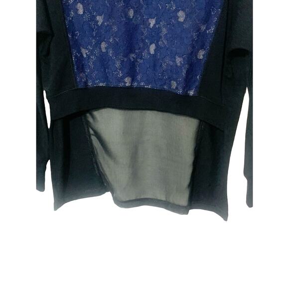 BCBGMAXAZRIA sz XS Sheer Lace Combo Hi Lo IZA Top Blouse - Picture 5 of 12